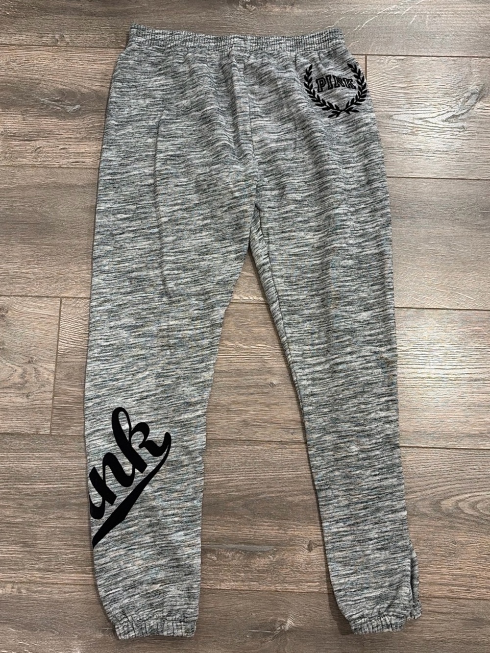 PINK Victoria's Secret Gray Marled Jogger Sweatpants with Black Logo